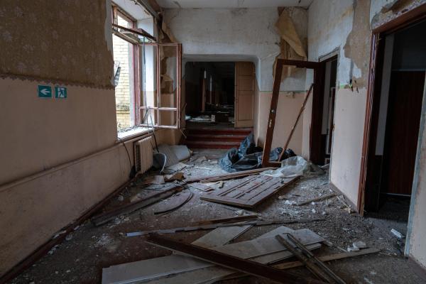 Destroyed school in Ukraine