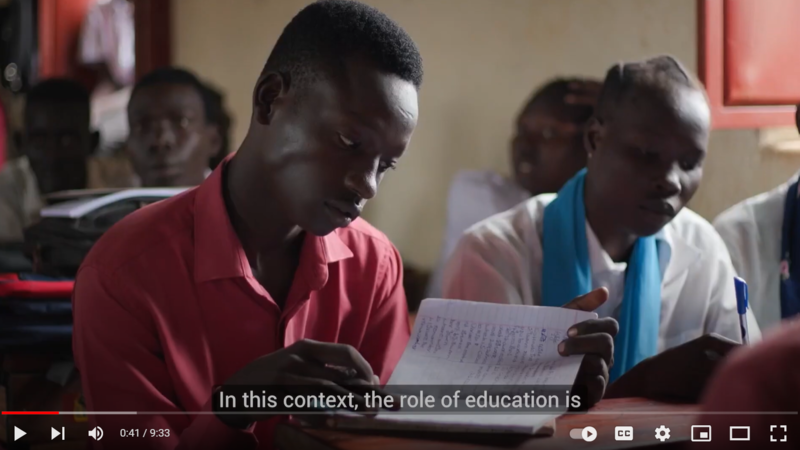 Screenshot of video showing student in South Sudan