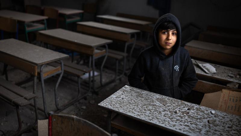 Boy in a classroom, Lebanon