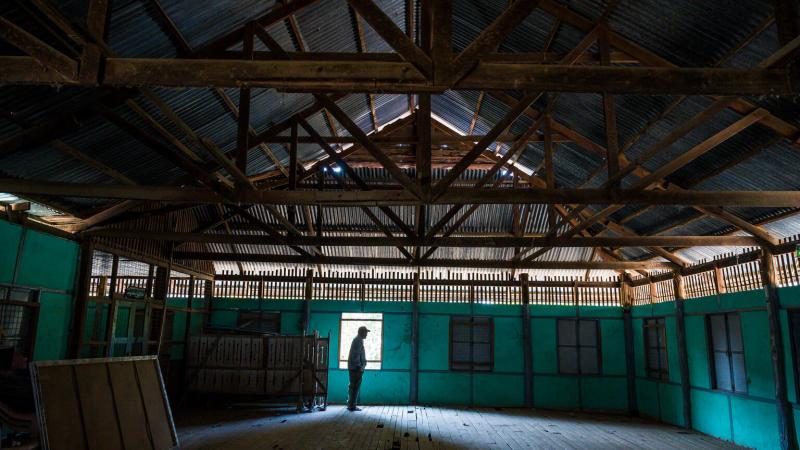 Myanmar teacher in destroyed school